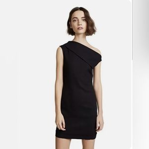 HELMUT LANG Asymmetrical Mini Dress in Black Size 0